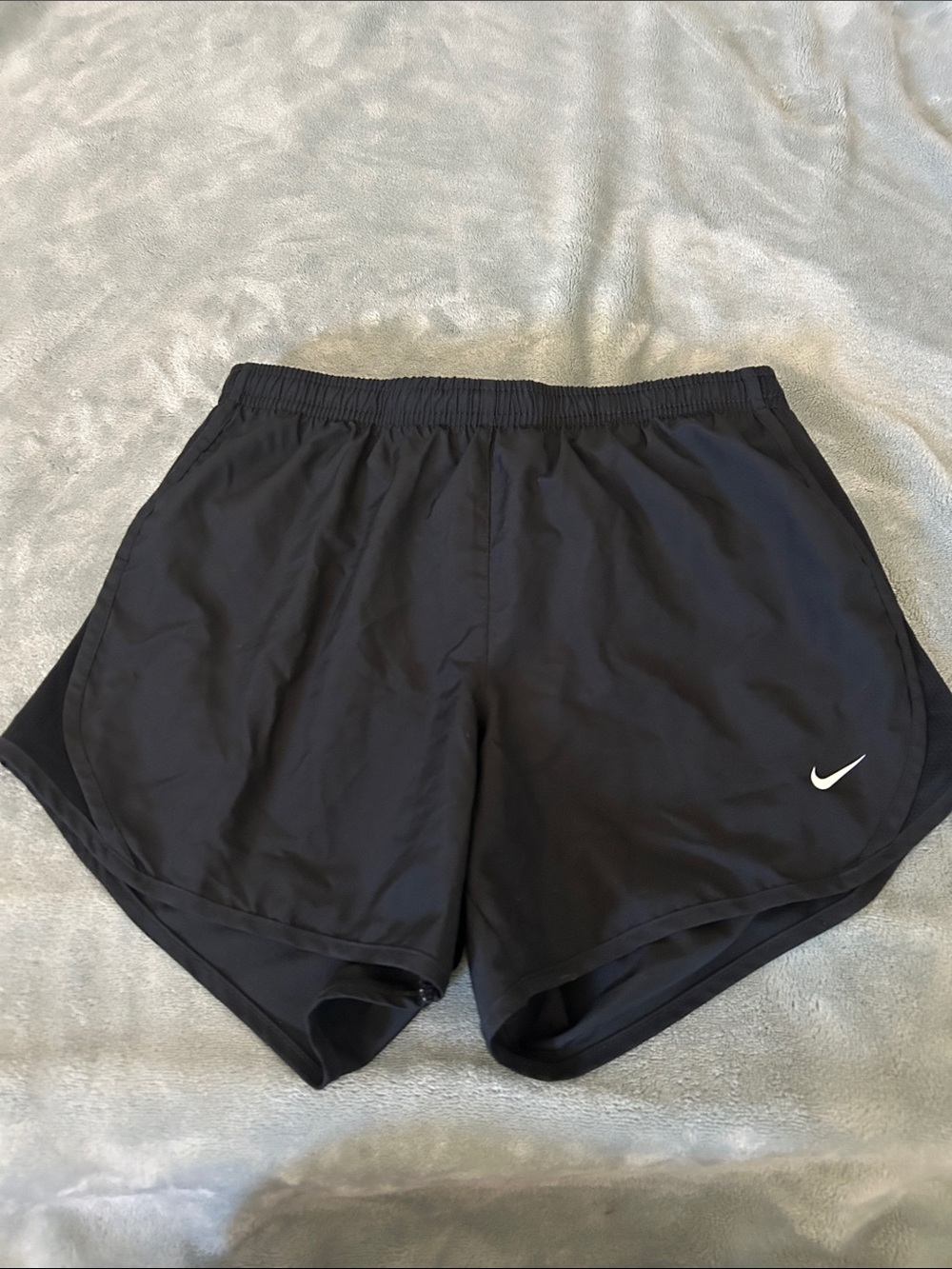 Nike kids Black Athletic Running Shorts with White Swoosh